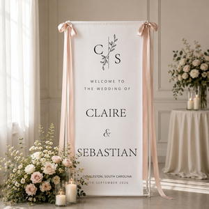 Custom Fabric <strong>Wedding</strong> <strong>Welcome</strong> <strong>Sign</strong>, Personalized Linen <strong>Wedding</strong> Banner, Modern Cloth <strong>Welcome</strong> Banner for Ceremony, Reception - Product Image 3