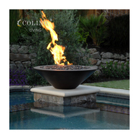 Coling Living Table Basse Rectangulaire Haut de Gamme en Béton GFRC avec Brûleur à Gaz Intégré et Double Allumage, Écologique