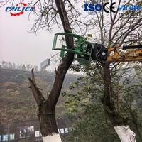 Scie forestière à grappin montée sur excavatrice, coupe-arbre hydraulique avec cylindre de serrage