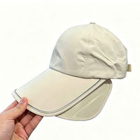 Casquette de baseball unisexe à séchage rapide, protection solaire, 6 panneaux, chapeau d'été fin, visière large réglable, compatible queue de cheval, 100 % polyester