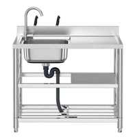 Évier de cuisine moderne multifonctionnel en acier inoxydable à cuve unique, station de travail intérieure/extérieure, vente chaude
