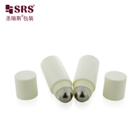Flacon roll-on vide en PET brillant beige de 30-50 ml, 60 ml, 90 ml, rechargeable, pour soins personnels, déodorant, avec étiquette personnalisée