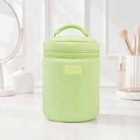 Sac de rangement cosmétique en néoprène avec logo personnalisé, grand organisateur de voyage, sacs à maquillage personnalisés en cercle vert pour femmes