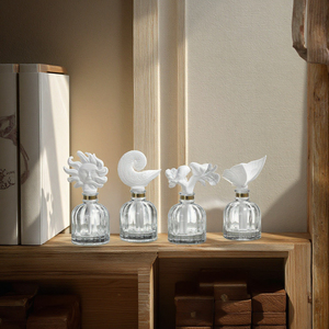 100ml Clear Round Glass <strong>Diffuser</strong> Bottle <strong>Ceramic</strong> Flower Fragrance <strong>Diffuser</strong> - Product Image 5