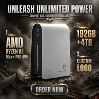 AMD Ryzen AI Max+ PRO 495 395 Mini PC Radeon 8065S 40CU 192GB RAM VRAM AI Workstation OEM Komputer Mini