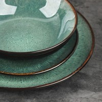 Bol nordique en céramique de luxe, vaisselle domestique, four, change de bol, assiette, plat créatif, ensemble de vaisselle verte