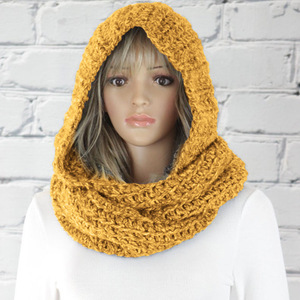 2 en 1 Écharpe <span class=keywords><strong>tricot</strong></span>ée pour femmes <span class=keywords><strong>Capuche</strong></span> <span class=keywords><strong>Snood</strong></span> Couleur solide Bonnet et écharpe Infinity Loop Combinaison Ensemble Accessoires chauds d'hiver - Product Image 4