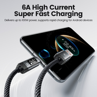 Cable USB a USB C Toocki de 100W 6A con Carga Súper Rápida, Cable de Carga Rápida de Alta Corriente Tipo C para Teléfono y Tableta