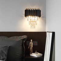 Applique murale moderne en alliage d'aluminium noir avec ampoules à incandescence pour chambre, cuisine, salon, hôtel, salle à manger