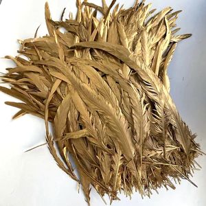 Plumas de <span class=keywords><strong>Gallo</strong></span> Pintadas en Oro Metálico de 40-45 cm al por Mayor para Diseño de Disfraces de Carnaval - Product Image 4