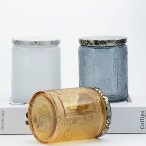 Frascos de vela vazios 8oz em massa, frascos de vidro com tampa de metal para fazer velas