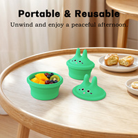 Conteneur à collation anti-déversement portable 2-en-1 en silicone avec couvercle en silicone pour aliments et bâtonnets