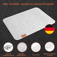19er Pack Hellgraue Filz-Tischs ets aus rechteckigem Filz mit runder Filz untersetzer und Besteck beutel für den Esstisch