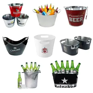 Beer Promotion ice bucket 5L 8L 10L 12L metal Plastic ice bucket Beer Drinks Cooler Bucket with bottle opener for Party