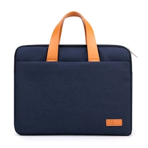 Sac fourre-tout pour ordinateur portable XINGYONZHE en polyester bleu marine, 15,6 pouces, mallette d'affaires imperméable avec poignée orange et étui de protection - Product Image 1