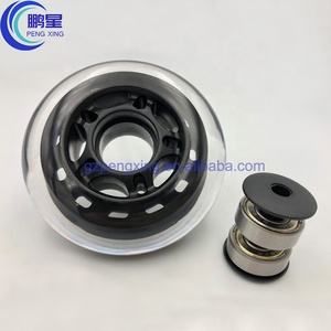 Pengxing <span class=keywords><strong>3</strong></span> pouces chaise de bureau roues en PU pour tous les étages roue de remplacement roue de meubles en caoutchouc décoratif avec doubles roulements - Product Image 4