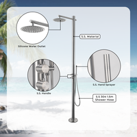 Robinet de douche extérieur moderne en acier inoxydable, mélangeur chaud et froid, design pluie, pour piscine