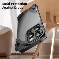 Nouveau Design En Aluminium Métal Sans Cadre Mobile Téléphone Cas Pour iPhone 16 15 Pro Max Pare-chocs Antichoc De Protection Clair Couverture Arrière