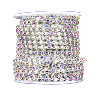 Chaîne de strass en cristal SS12 de 3 mm, à griffes rondes, à coudre, pour vêtements, artisanat et DIY