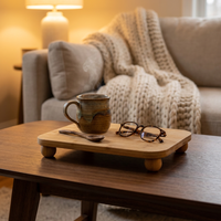 Plateau surélevé moderne en bambou avec pieds sphériques, support décoratif pour organisateur de comptoir, présentoir de plantes et de bougies – Vente directe usine