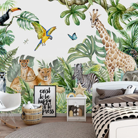 Papier peint en toile imperméable pour enfants, motif botanique, aquarelle 3D, tropical, pour chambre d'enfant, décoration de chambre d'enfant - Utilisation domestique