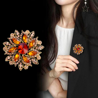 Bros Bunga Berhias Berlian Imitasi Vintage untuk Wanita, Bros Dada Personal, Bros Besar Kaca Berhias Berlian Imitasi, Perhiasan Pernikahan Pengantin Wanita