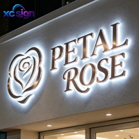 Enseigne murale LED en acier inoxydable avec logo personnalisé rétroéclairé 3D, prise transformateur, télécommande, étanche IPX5, multicolore, pour magasins