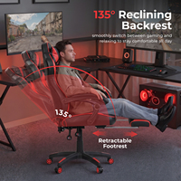 Chaise de jeu de style racing en cuir PU CH06-5 avec repose-pieds, chaise d'ordinateur inclinable à 135 degrés avec soutien lombaire pour configuration e-sport à domicile