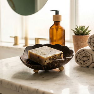 Support et plateau à savon en coque de noix de coco Eco2go pas cher, étanche, avec ventouse pour salle de bain, fabriqué au Vietnam - Product Image 1