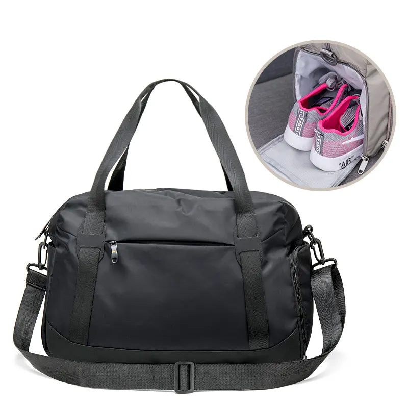 Large capacity custom print portable waterproof Nylon sports gym duffel fitness tote bag folding travel bag for women