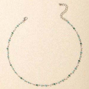 O. G o.t collier <span class=keywords><strong>en</strong></span> perles rondes plaqué or, pour fille, chaîne perlée, Style vert et blanc - Product Image 3