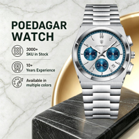 Poedagar 970 Chronograph Quarzuhren für Herren Automatisches Datum Luxus Mode Wasserdicht Business Leuchtende Herren-Armbanduhr