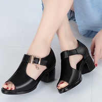 Sandales à Talon Moyen Épais Bout Ouvert en PU Y 35-41 pour Femmes, Chaussures Décontractées de Designer pour Mariage, Mules à Talons