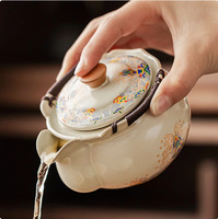 Service à thé Kung Fu en céramique Ru, théière et bol à thé anti-brûlure, design rétro de luxe léger, pour une personne, pour la maison