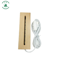 Support de base en bois 3D LED pour veilleuse en verre cristal, avec câble USB, cadeau original, directement de l'usine