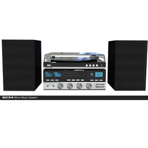 Système micro Bluetooth avec tourne-disque CD, récepteur Bluetooth, 2 mètres VU, 2 haut-parleurs 25W×2, adaptateur secteur, 14,0x12,6x16,6 pouces - Product Image 1