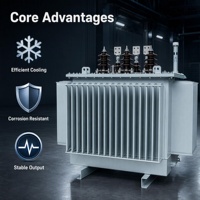 Transformateur triphasé immergé dans l'huile 125 250 500 KVA 10KV 20KV pour réseau électrique rural, bobinage en cuivre, IEC 50Hz 60Hz, prix OEM