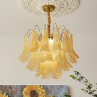 Lustre moderne de luxe en cristal, base en verre de Murano, hauteur réglable, éclairage LED pour salon, installation facile.