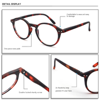 Gafas Redondas con Diseño de Caparazón de Tortuga, Estilo Retro Unisex, con Bisagras de Resorte, Bloqueo de Luz Azul, Monturas Ópticas para Computadora