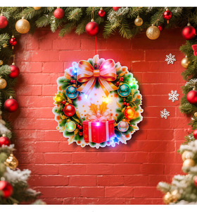 Décoration de porte lumineuse Père Noël et rennes, guirlande lumineuse DIY pour Noël, scène de bonhomme de neige pour la maison - Product Image 6