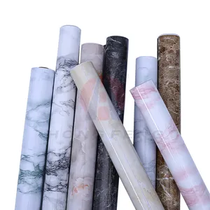 Pellicola autoadesiva per produttore di decorazioni per la casa carta da parati in PVC impermeabile strutturato effetto marmo bianco grigio 3d