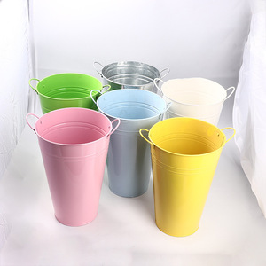 Vases galvanisés décoratifs de ferme 6 pièces grands seaux à fleurs <span class=keywords><strong>en</strong></span> métal de nouveau style avec poignées pour la maison et le jardin - Product Image 1