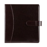 Henwei Classeur en cuir PU de qualité personnalisé, marron, avec anneaux et trous, clip durable, couvertures OEM ODM, accepte la personnalisation des classements