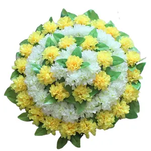 장례식을 위한 새로운 오는 실크 꽃 55cm mum 인공적인 꽃 화환