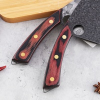 Couteau de boucher et de chef forgé à la main de 7 pouces, manche en bois pleine longueur, finition martelée, en acier inoxydable au carbone pour usage intensif