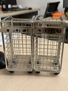 Cheap Collapsible Wheeled Compact Portable Steel Mesh Shopping Cart with 4 Wheels Foldable Luggage <b>Trolley</b> - Product Image 2