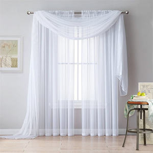Rideau transparent <span class=keywords><strong>blanc</strong></span> élégant de conception simple de style européen Offre Spéciale, mousseline douce de cantonnière de Voile pour le mariage de salon - Product Image 1