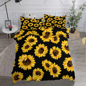Vui vẻ hướng dương bộ đồ giường 3-mảnh-chải sợi nhỏ Duvet cover Set kỹ thuật số nở in gối Nữ hoàng/đầy đủ farmhousol - Product Image 2
