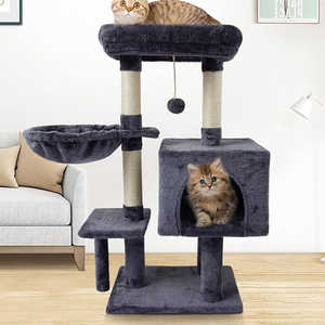 Atacado Luxuoso Árvore De Gato De Pelúcia Personalizado Pet Condomínio Natural Sisal Scratcher Eco Amigável MDF Móveis De Madeira Carton 5-Level - Product Image 2