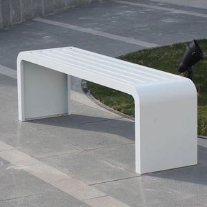 Banco de Metal Cuadrado Moderno para Exteriores, Resistente al Agua y a la Oxidación, para Patio, Jardín, Parque y Centro Comercial - Product Image 6